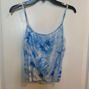 Sm Blue and White Tie-Dye Tank Crop Top